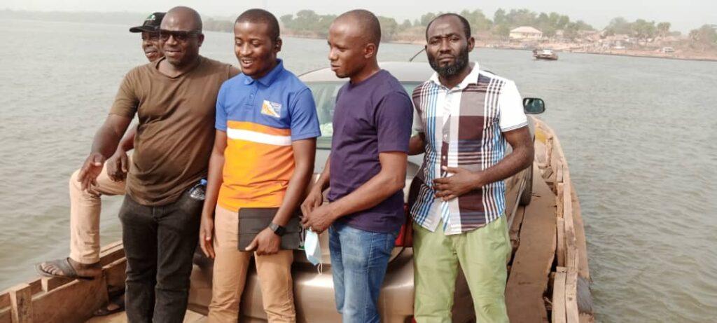 Crossing River Katsina-Ala at Buruku. L-R. Dr. Donal Orshio, Dr. Sesugh Iorfa, Dr. Emmanuel Igbabee and Mr Amos Tse