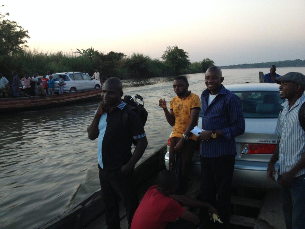 Dr Benjamin Okwunjo and Mr. Chiidi crossing River Katsina-Ala at Buruku