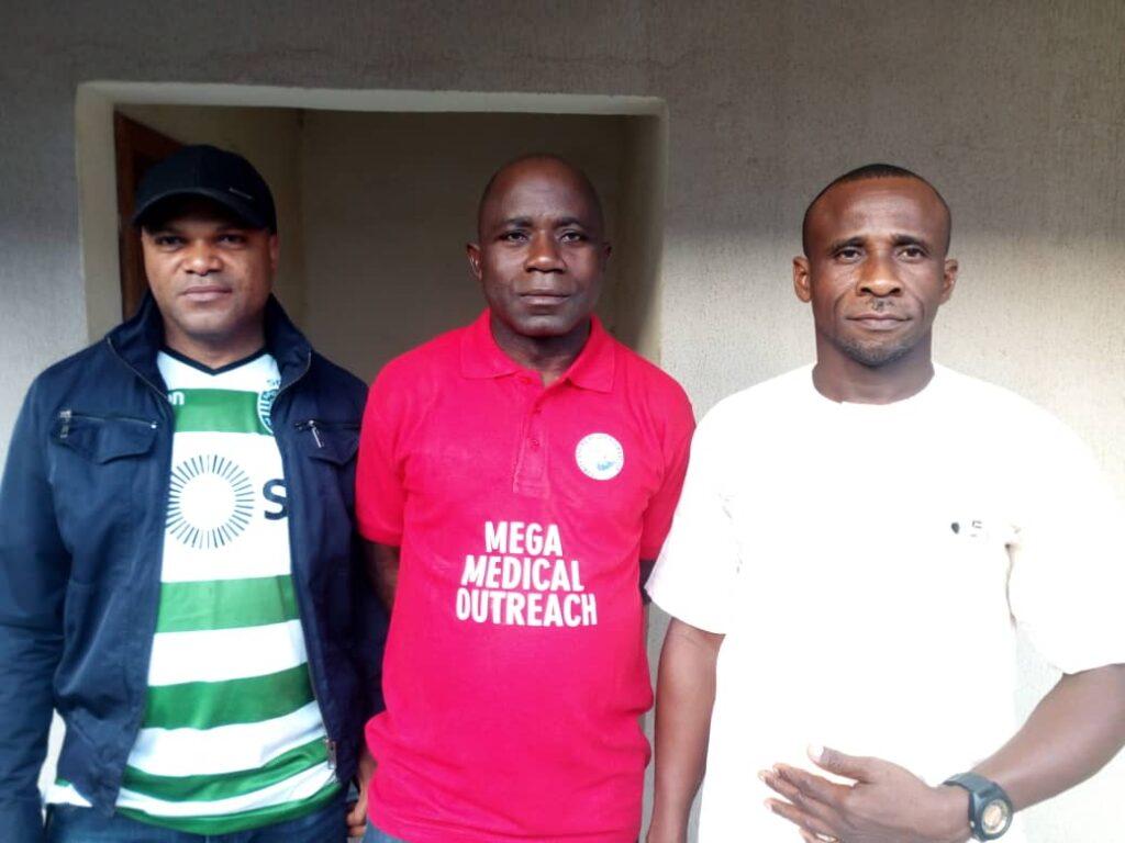 Dr. Terhile Tyo sandwiched by Dr. Moses Patrick Terlumun (L) and Pharm. Philip Anongo Korsho (R )