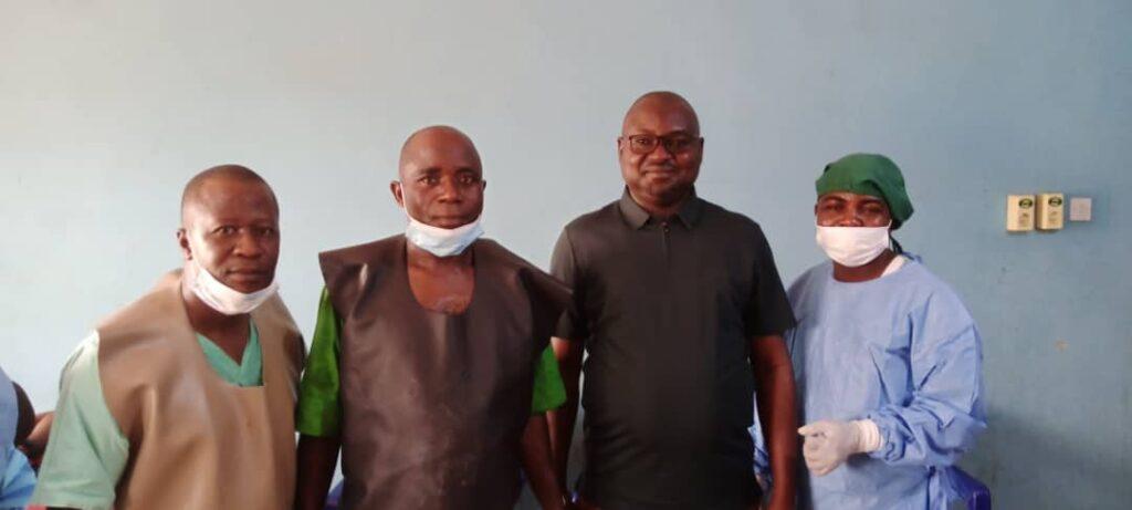 The Chairman of Katsina-Ala Local Government Area, Hon Orya Atera was on ground to express his gratitude. L-R. Dr Luper Uva. Dr Terhile Tyo, the Chairman and a nurse